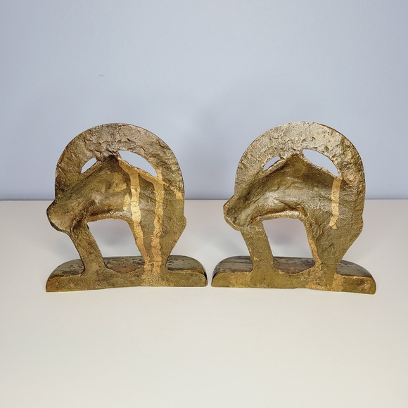 Solid Brass Horse Head Horseshoe Bookends Western Farrier - Picture 8 of 12